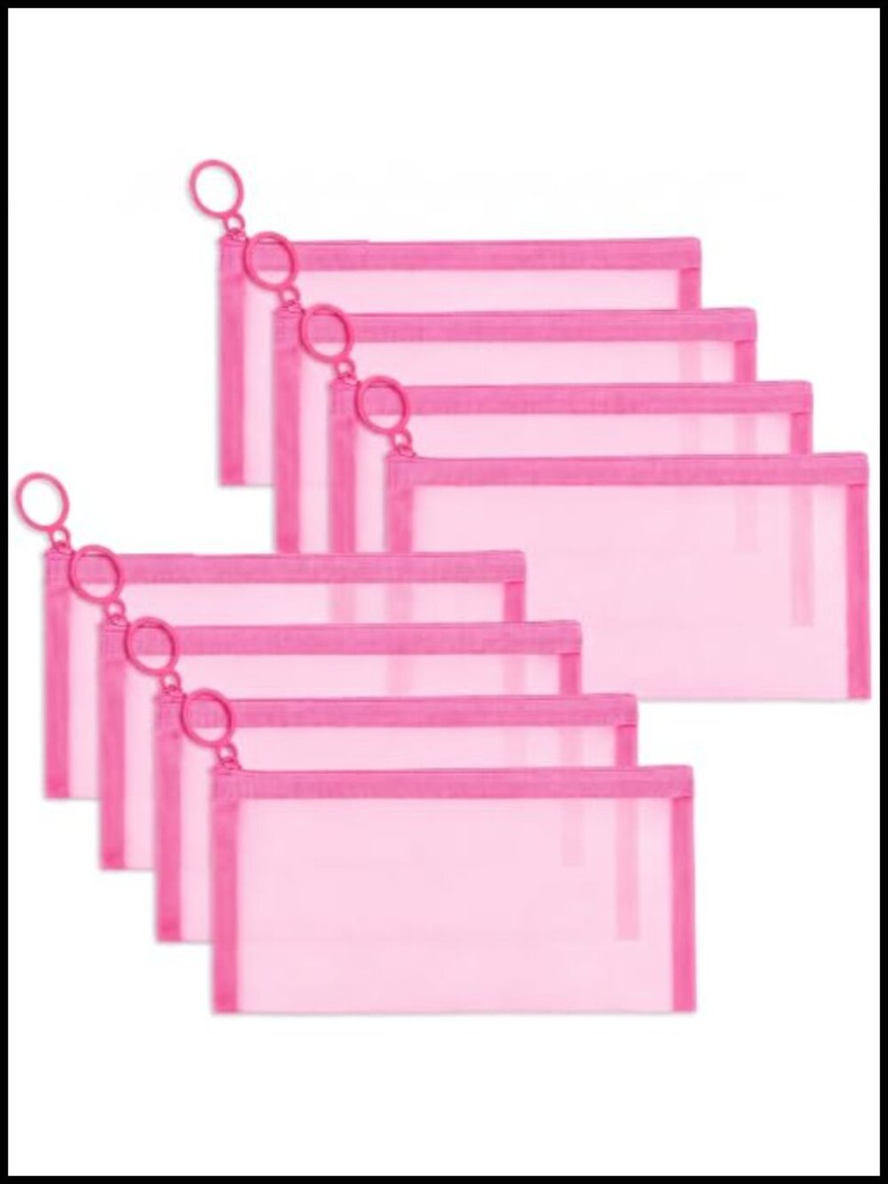 8 Pack Mini Zipper Mesh Makeup Bags Nylon Cosmetic Toiletry Travel Organizer